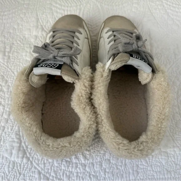 Golden Goose Super-Star Sabot Shearling Sneakers White Pink Star Women’s 7 - Picture 4 of 8